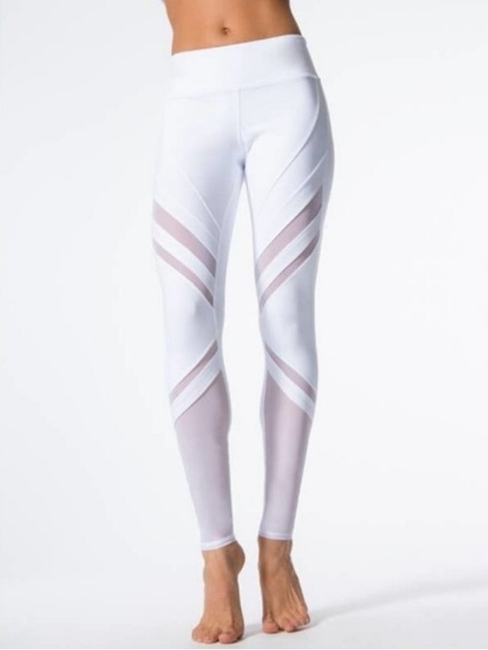 ALO Yoga Epic Mesh-Panel High-Waist Leggings - White